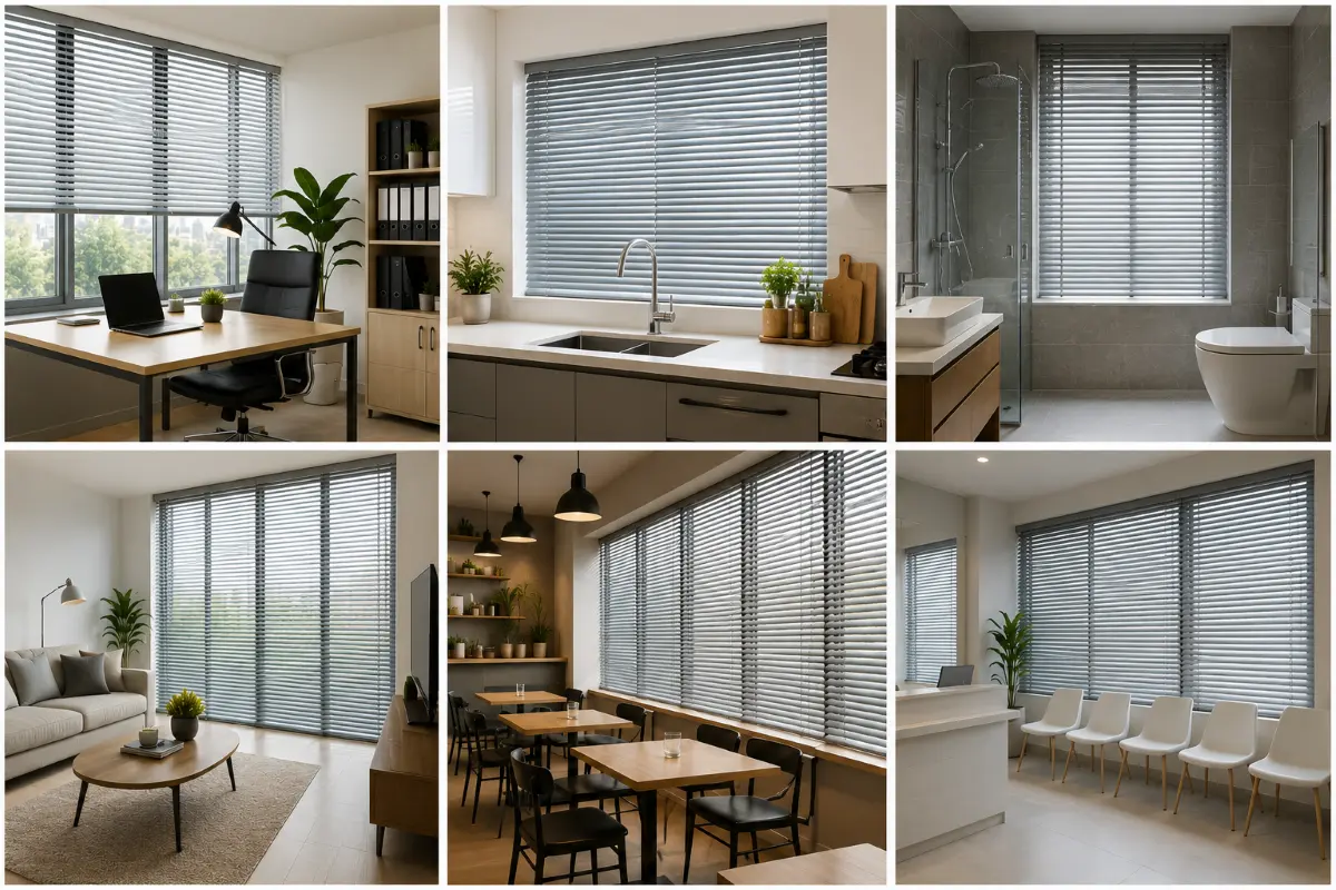 Rooms fitted with aluminum blinds