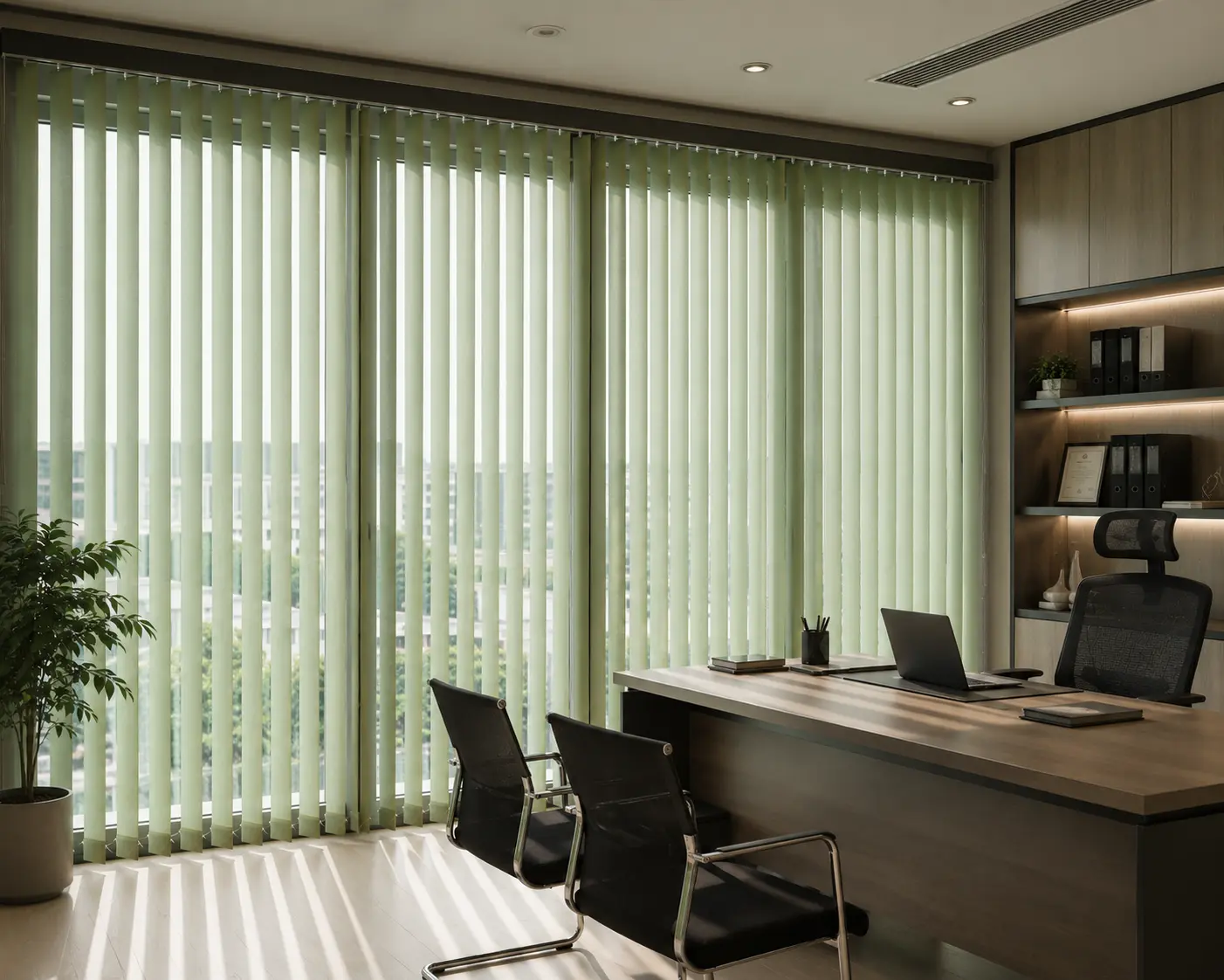 Vertical blinds allowing adjustable light control