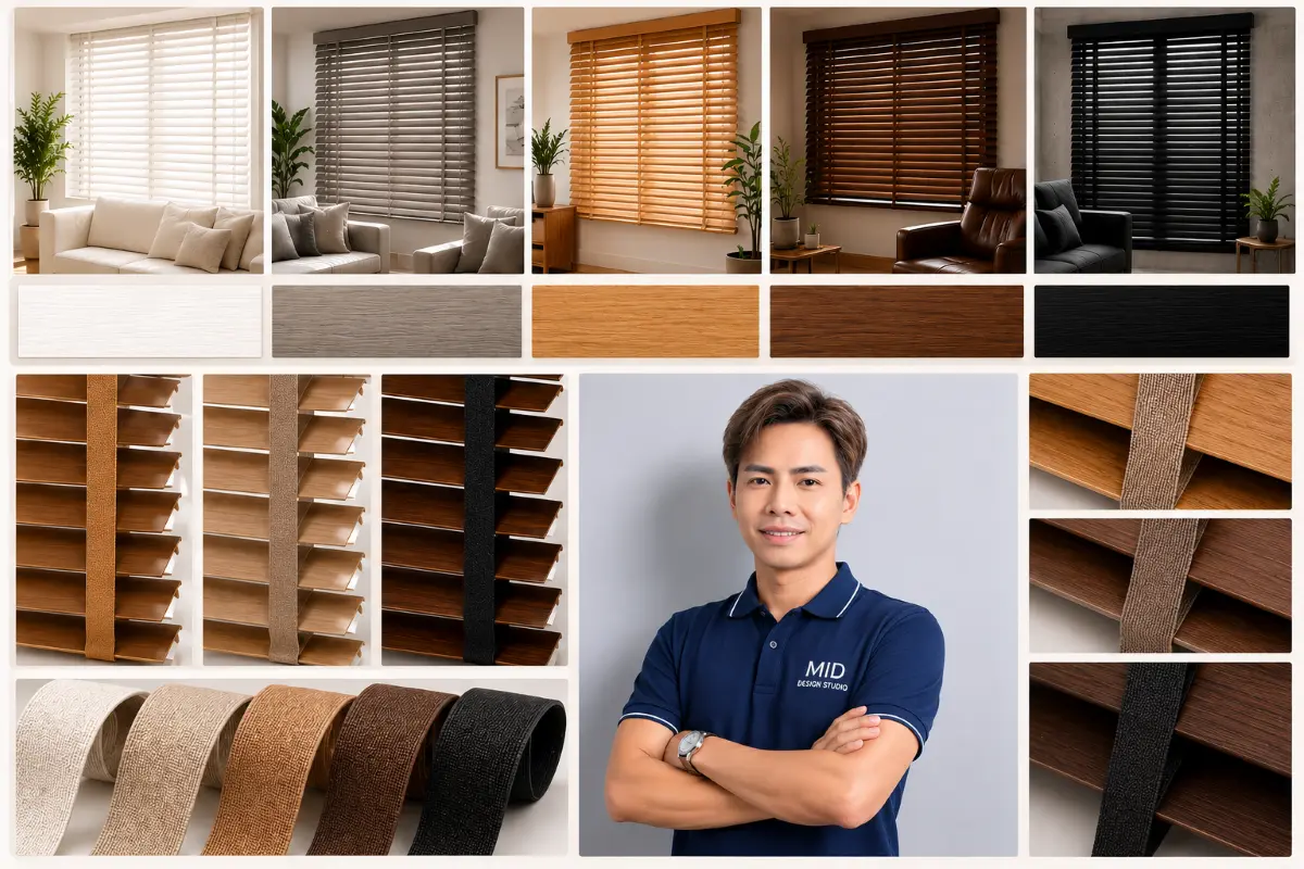 Wooden blind color samples
