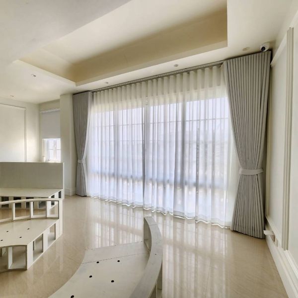 Curtains installed in a bedroom
