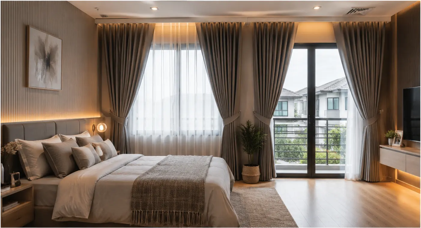 ผ้าม่านในห้องนอนสไตล์โมเดิร์น
